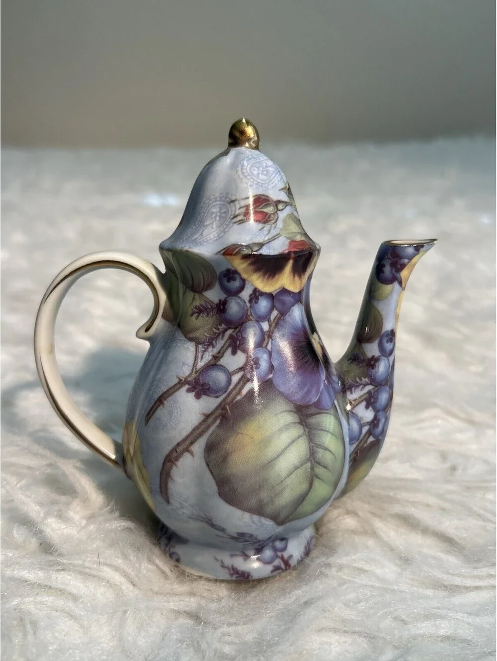 Apropos Home Teapot Night Light Porcelain: Floral & Fruit Decor